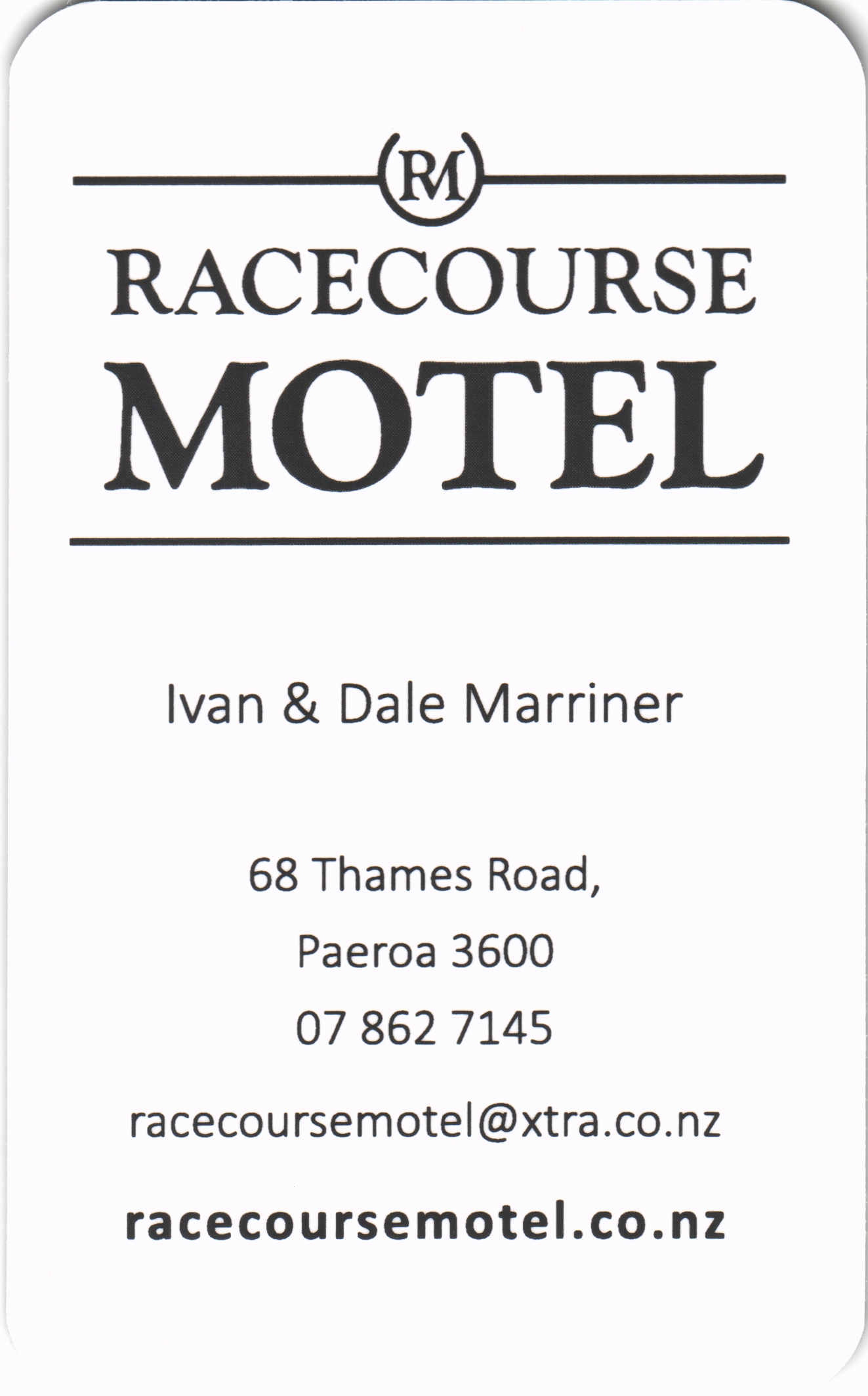 Racecourse Motel Card Front