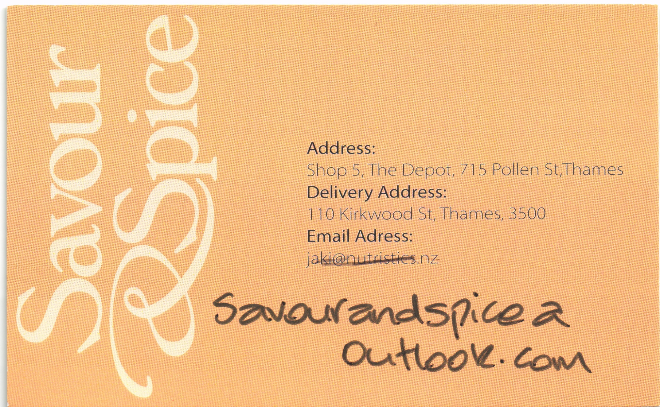 Savour and Spice Card Back